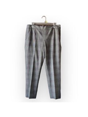 Tommy HILFIGER Grey & Red Plaid Cropped Pull On Pant Size 10